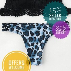 NWOT Romwe Strappy Bottom (L) in Blue Leopard